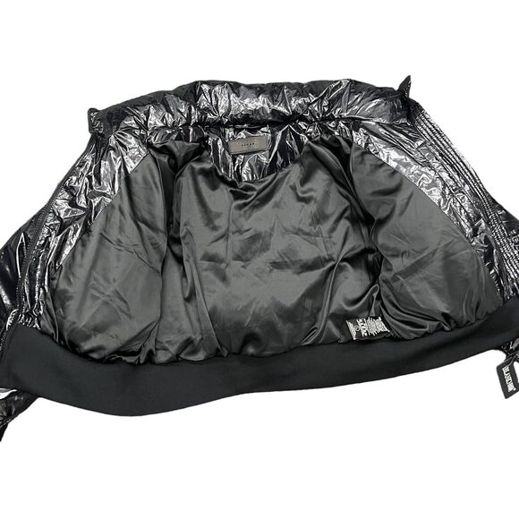 Blank NYC Jacket Women’s L Black Crop Puffer in Cold Lover Shine Nylon High Neck - Picture 6 of 15